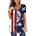 BeadChica Women's Tunic Tops For Leggings Short Sleeve Shirts Botton Up Casual Ruched Blouses Clothing