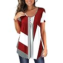 BeadChica Women's Tunic Tops For Leggings Short Sleeve Shirts Botton Up Casual Ruched Blouses Clothing
