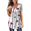 BeadChica Women's Tunic Tops For Leggings Short Sleeve Shirts Botton Up Casual Ruched Blouses Clothing