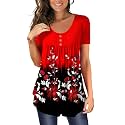 BeadChica Women's Tunic Tops For Leggings Short Sleeve Shirts Botton Up Casual Ruched Blouses Clothing