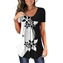 BeadChica Women's Tunic Tops For Leggings Short Sleeve Shirts Botton Up Casual Ruched Blouses Clothing