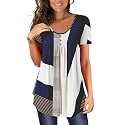 BeadChica Women's Tunic Tops For Leggings Short Sleeve Shirts Botton Up Casual Ruched Blouses Clothing