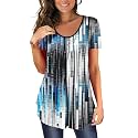 BeadChica Women's Tunic Tops For Leggings Short Sleeve Shirts Botton Up Casual Ruched Blouses Clothing