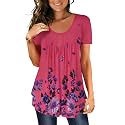BeadChica Women's Tunic Tops For Leggings Short Sleeve Shirts Botton Up Casual Ruched Blouses Clothing
