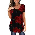 BeadChica Women's Tunic Tops For Leggings Short Sleeve Shirts Botton Up Casual Ruched Blouses Clothing