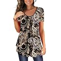 BeadChica Women's Tunic Tops For Leggings Short Sleeve Shirts Botton Up Casual Ruched Blouses Clothing
