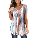 BeadChica Women's Tunic Tops For Leggings Short Sleeve Shirts Botton Up Casual Ruched Blouses Clothing