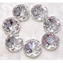Beads &amp; Crafts: Round Shape Glass Crystal Clip Stones Silver Base for Embroidery Work, Jewelry Making, Dress and DIY Craft (50, 16mm)