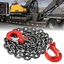 BEAMNOVA 3/8 Inch 10Ft Tow Chains, 6900lbs Log Chain Double Slip Hooks