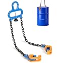 BEAMNOVA Upgraded Chain Drum Lifter 1 Ton / 2200lbs Loading Capacity for 55 Gallon Drums Forklift Hoist Crane Metal Plastic Barrel Double Lifting Chains, Double Hooks & Chains