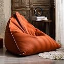 Beanbag Chair,Faux Leather Bean Bag Sofa,Triangle Pouf,Armless Floor Sofa, Safety and Durability, for Living Room Bedroom Apartment Small Space (C)