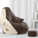 Beannie 4XL Premium, Designer - Brewed Bliss Theme-e=mc2 Brown Cream - Printed Teardrop Bean Bag  With Bean Filling