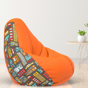 beannie jumbo city lights - h teardrop bean bag  with bean filling orange black