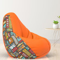 Beannie XXXL City Lights - H - Orange Black Teardrop Bean Bag  With Bean Filling (Orange, Black)