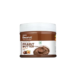 beanut chocolate creamy peanut butter 240gm  19gm protein  100 vegan peanut butter 100 pure roasted peanut  high in protein spread gluten amp cholesterol free nut butter