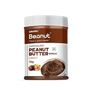 beanut chocolate crispy peanut butter 1kg  19gm protein  100 vegan peanut butter 100 pure roasted peanut  high in protein spread gluten amp cholesterol free nut butter