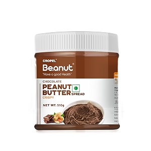 beanut chocolate crispy peanut butter 510gm  19gm protein  100 vegan peanut butter 100 pure roasted peanut  high in protein spread gluten amp cholesterol free nut butter