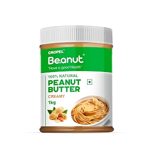beanut natural peanut butter creamy unsweetened is a smart choice from real roasted pressed protein non gmo gluten free vegan and cholesterol free gym exercise daily energetic - 1kg - pack of 1