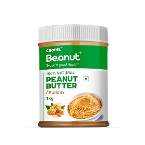 beanut natural peanut butter crunchy unsweetened is a smart choice from real roasted pressed protein non gmo gluten free vegan and cholesterol free gym exercise daily energetic- 1kg - pack of 1