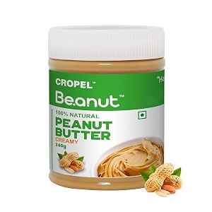 beanut natural peanut butter crunchy unsweetened is a smart choice from real roasted pressed protein non gmo gluten free vegan and cholesterol free gym exercise daily energetic-340g - pack of 1