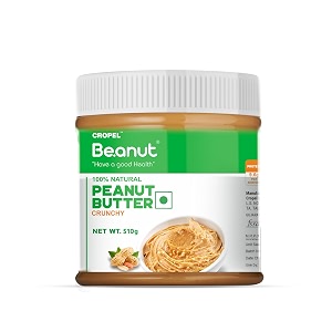 beanut natural peanut butter crunchy unsweetened is a smart choice from real roasted pressed protein non gmo gluten free vegan and cholesterol free gym exercise daily energetic-510g - pack of 1