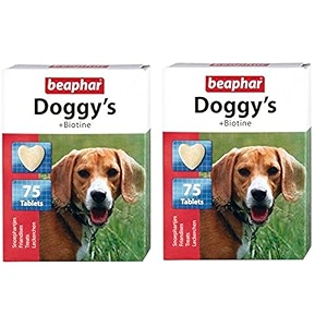 beaphar doggy39s biotine tablets dog supplement 75 tablets pack of 2