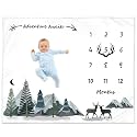 Mountain Adventure Baby Monthly Milestone Blanket for Boys, Fleece 50x40 in
