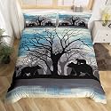 Bear Duvet Cover Boys Wild Animal Bedding Set for Kids Teens Nature Wildlife Bear Comforter Cover Set Botanical Tree Farmhouse Black Light Blue Bedspread Cover Room Decor Quilt Cover 2Pcs Twin Size