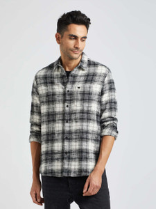 the bear house men checkered casual black shirt