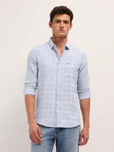 THE BEAR HOUSE Men Checkered Casual Blue