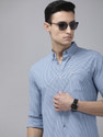 THE BEAR HOUSE Men Checkered Casual Blue