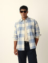 THE BEAR HOUSE Men Checkered Casual Blue