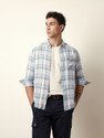 THE BEAR HOUSE Men Checkered Casual Blue