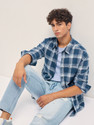 THE BEAR HOUSE Men Checkered Casual Blue Shirt