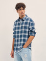 THE BEAR HOUSE Men Checkered Casual Blue