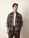 THE BEAR HOUSE Men Checkered Casual Brown
