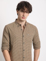 THE BEAR HOUSE Men Checkered Casual Brown