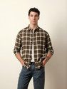 THE BEAR HOUSE Men Checkered Casual Green