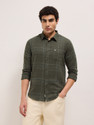 THE BEAR HOUSE Men Checkered Casual Green