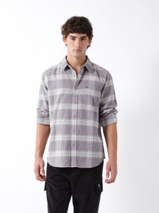 THE BEAR HOUSE Men Checkered Casual Purple