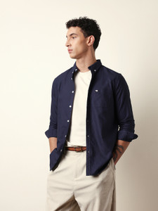 THE BEAR HOUSE Men Solid Casual Blue