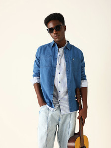THE BEAR HOUSE Men Solid Casual Blue