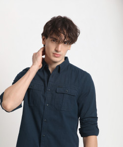 THE BEAR HOUSE Men Solid Casual Blue