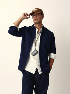 THE BEAR HOUSE Men Solid Casual Blue