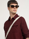 THE BEAR HOUSE Men Solid Casual Maroon