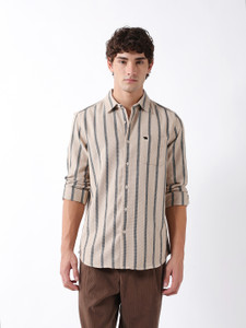 THE BEAR HOUSE Men Striped Casual Beige