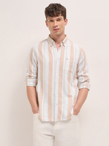 THE BEAR HOUSE Men Striped Casual Beige