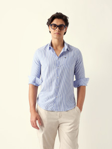 THE BEAR HOUSE Men Striped Casual Blue