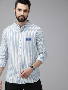 THE BEAR HOUSE Men Striped Casual Blue