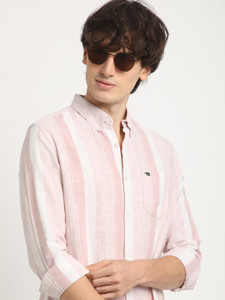 THE BEAR HOUSE Men Striped Casual Pink